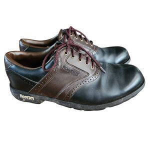 Footjoy Greenjoy Golf Shoes Men's Black Brown Lace Up Spikes Size 10W 45575